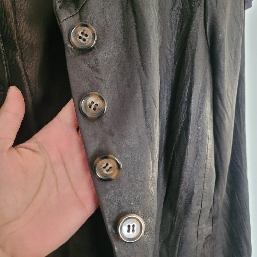 Danier Chocolate Brown Vintage Genuine Leather Jacket Blazer Womens Size M - Picture 8 of 13